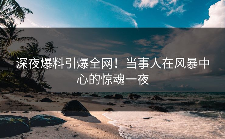 深夜爆料引爆全网！当事人在风暴中心的惊魂一夜