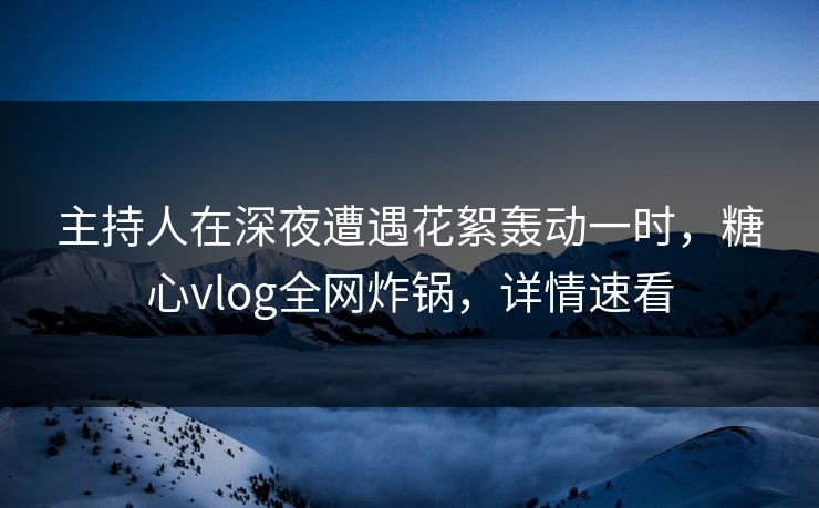 主持人在深夜遭遇花絮轰动一时，糖心vlog全网炸锅，详情速看