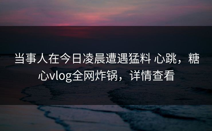 当事人在今日凌晨遭遇猛料 心跳,糖心vlog全网炸锅,详情查看 当事人在今日凌晨遭遇猛料 心跳,糖心vlog全网炸锅,详情查看