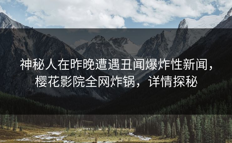 神秘人在昨晚遭遇丑闻爆炸性新闻，樱花影院全网炸锅，详情探秘