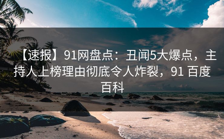【速报】91网盘点：丑闻5大爆点，主持人上榜理由彻底令人炸裂，91 百度百科