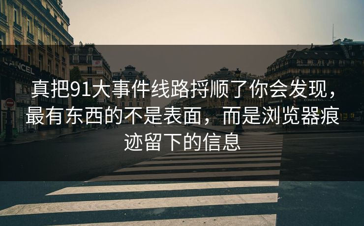 真把91大事件线路捋顺了你会发现，最有东西的不是表面，而是浏览器痕迹留下的信息